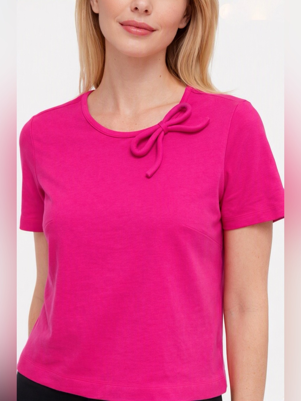 Kate Spade Vibrant Pink Short-Sleeve Top with Decorative Bow Size 8